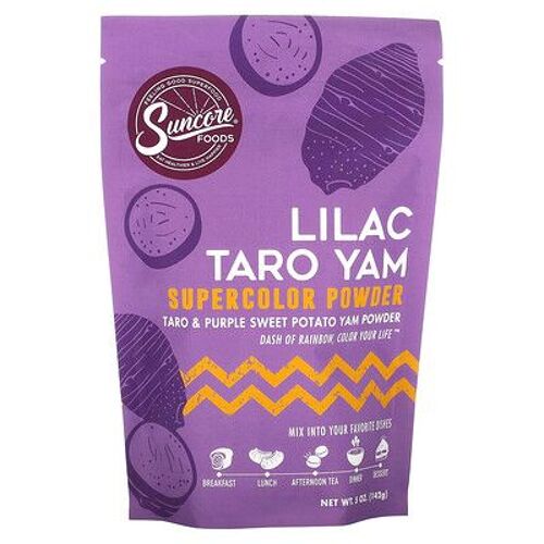 Suncore Foods, Lilas Taro Yam Supercolor Powder, Yam De Patate Douce Violette, 142 G