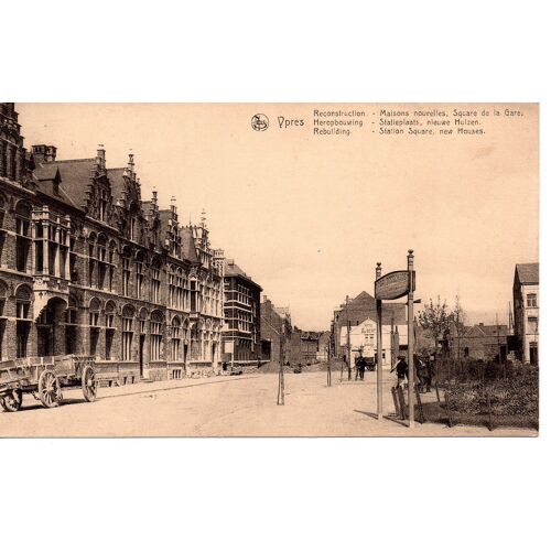 Ypres (Leper) - (Nels) Reconstruction Square De La Gare / Heropbouwing Statieplaats (Belgique, Animée, Hotel Albert)