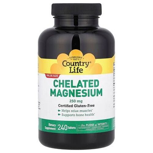 Country Life, Magnésium Chélaté, 250 Mg, 240 Comprimés 