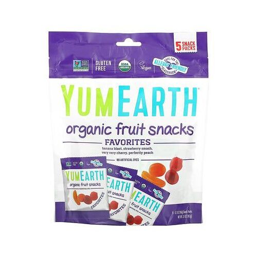 Yumearth, Snacks De Fruits Bio, 5 Sachets, 19,8 G (0,7 Oz) Chacun