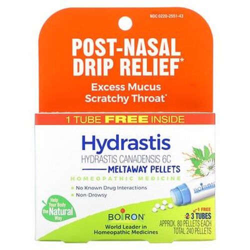 Boiron, Granulés Hydrastis Meltaway, 3 Tubes, 80 Granulés Chacun 