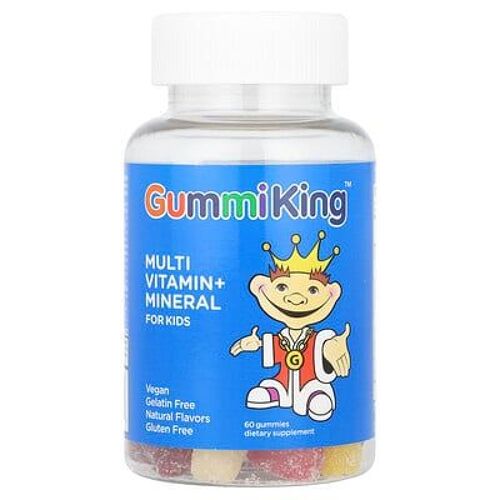 Gummiking, Multivitamines + Minéraux Pour Enfants, Fraise, Orange, Citron, Raison, Cerise Et Pamplemousse, 60 Gommes