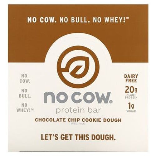 No Cow, Barre Protéinée, Pâte À Biscuits Aux Pépites De Chocolat, 12 Barres, 60 G Chacune
