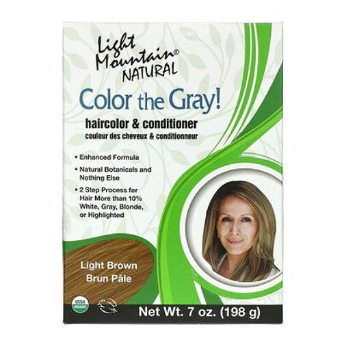 Light Mountain, Adieu Le Gris!, Couleur Naturelle Et Après-Shampoing, Brun Clair, 197 G (7 Oz)