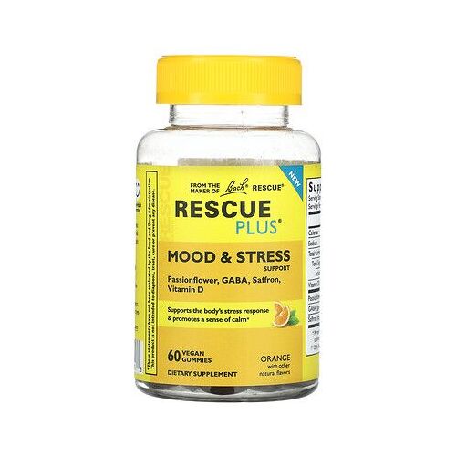 Bach, Rescue Plus, Soutien De L'humeur Et Du Stress, Orange, 60 Gommes Véganes 