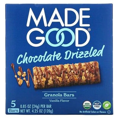 Madegood, Barres Granola, Nappées De Chocolat, Vanille, 5 Barres, 24 G Chacune