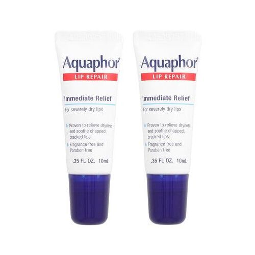 Aquaphor, Réparation Des Lèvres, Soulagement Immédiat, Sans Parfum, 2 Tubes, 10 Ml Chacun 