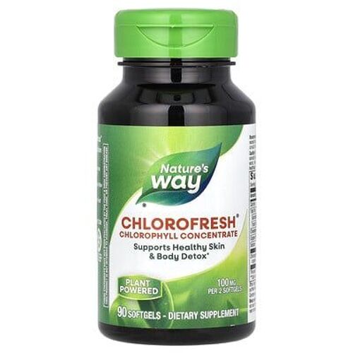 Nature's Way, Chlorofresh, Chlorophylle Concentrée, 100 Mg, 90 Capsules À Enveloppe Molle (50 Mg Pièce)