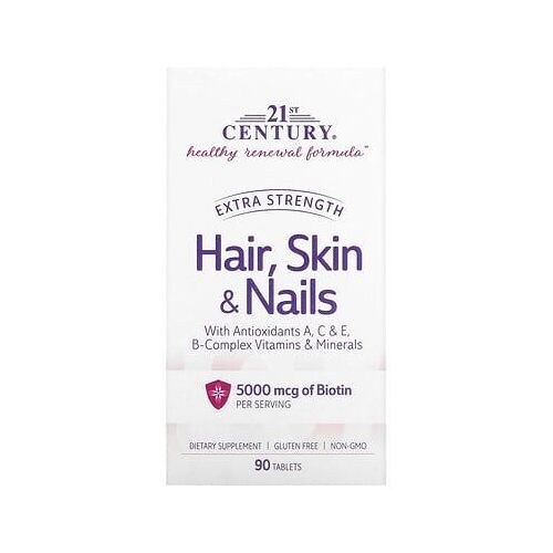 21st Century, Cheveux, Peau Et Ongles Extrapuissants, 90 Comprimés 