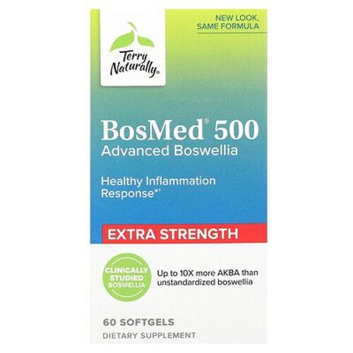Terry Naturally, Bosmed 500, Extrapuissant, Boswellia Avancé, 500 Mg, 60 Capsules À Enveloppe Molle