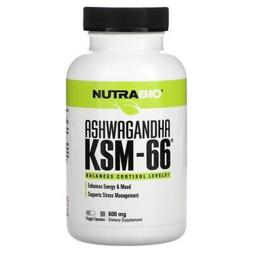Nutrabio, Ashwagandha Ksm-66, 600 Mg, 90 V-Caps 