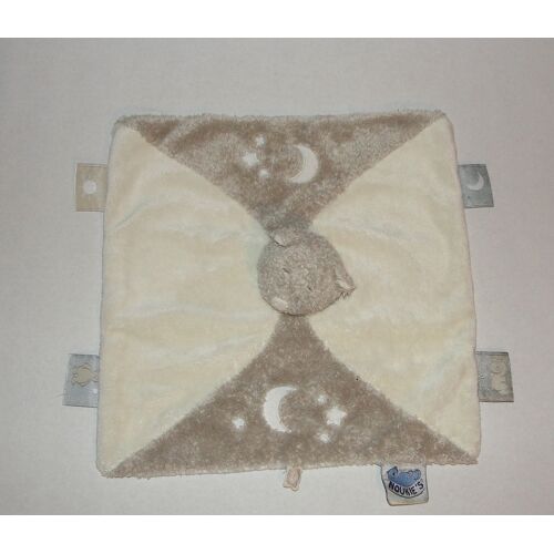 Doudou Ours Plat Broderies Lunes Etoiles Noukie's