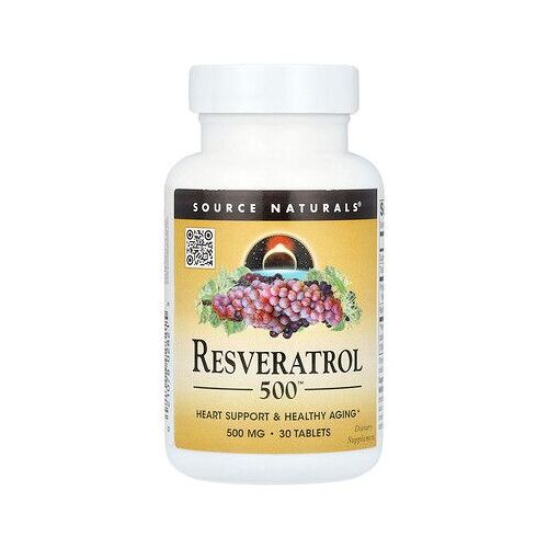 Source Naturals, Resveratrol 500¿, 500 Mg, 30 Comprimés 