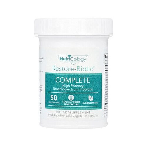 Nutricology, Restore-Biotic Complete, 50 Milliards, 60 Capsules Végétariennes À Libération Retardée 
