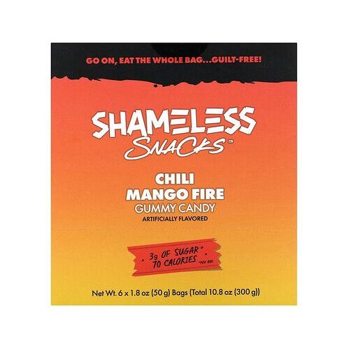 Shameless Snacks, Bonbons gélifiés, Chili et mangue, 6 sacs, 50 g chacun