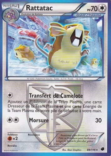 Carte Pokemon - Rattatac - 88/116 - Rare - Glaciation Plasma -