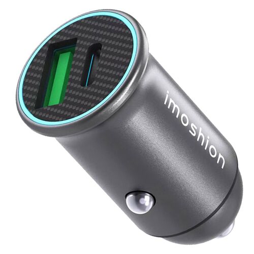 imoshion ¿Mini chargeur de voiture 2 ports USB-A Quick Charge USB-C Power Delivery 60 Watts Noir
