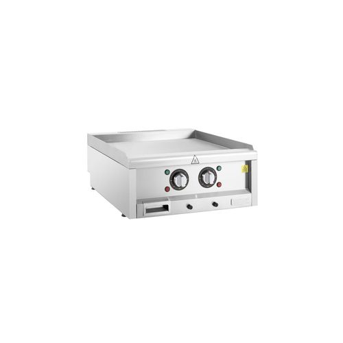 Plancha inox électrique chauffante 2 zones en acier lisse, à poser, 4500 W, 400 V - TRI