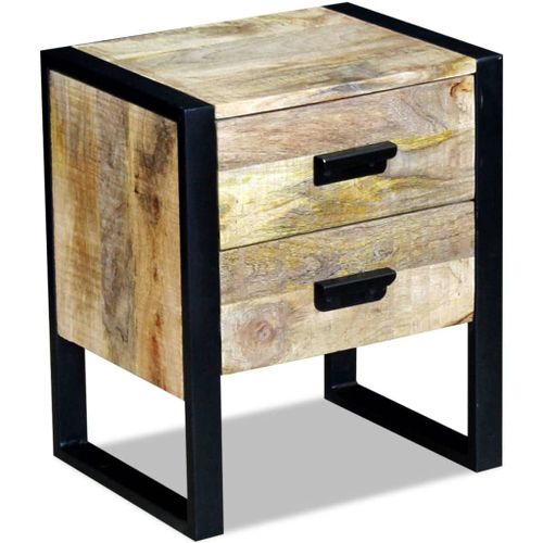 Vidaxl Table Auxiliaire À 2 Tiroirs Bois Manguier Massif 43x33x51 Cm