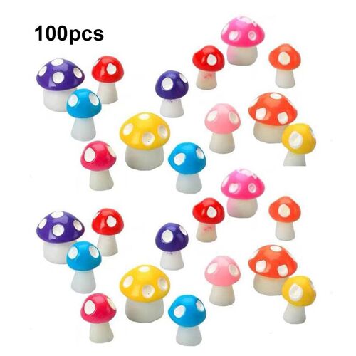 Figurines miniatures champignons de jardin, 100 pièces, décoration micro