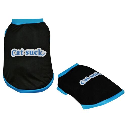 T-Shirt Chien Noir Et Bleu Cat Suck Taille 25-33 Ou 40