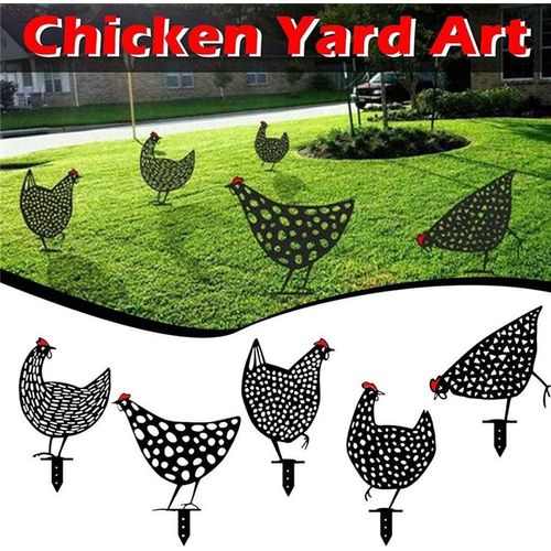 Lot De 5 Poules Réalistes - Décoration De Plancher De Pelouse De Jardin D'art De Yard De Poulet,Enjeux Acrylique De Jardin De Silhouette Animale