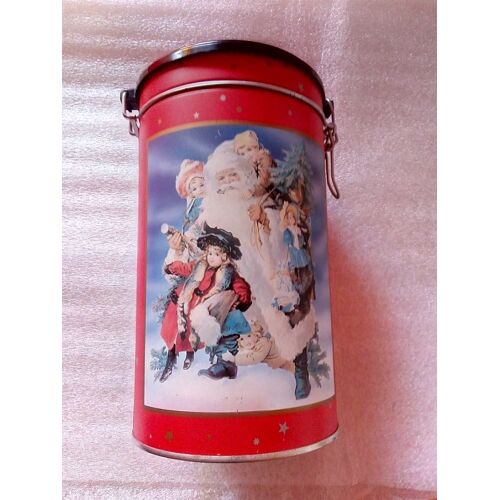 Boîte Métal Vide À Collectionner "Motif Père Noël Et Enfants"