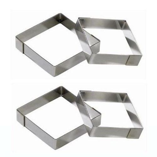 Carrés À Tartelette Inox 8 X 8 X 2cm (Lot De 4 )* - 76605
