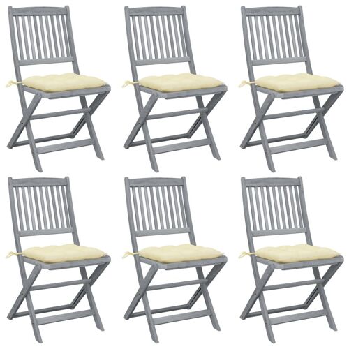 Vidaxl Chaises Pliables D'extérieur 6 Pcs Avec Coussins Bois D'acacia