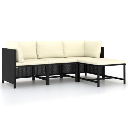 Vidaxl Canapés De Jardin 4 Pcs Avec Coussins Noir Résine Tressée