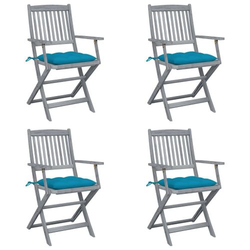 Vidaxl Chaises Pliables D'extérieur 4 Pcs Avec Coussins Bois D'acacia