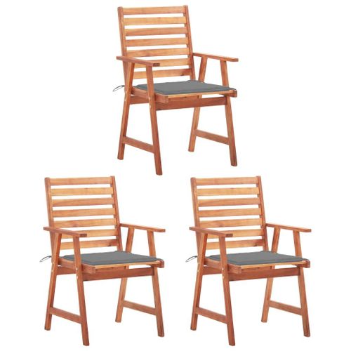 Chaises À Dîner D'extérieur 3 Pcs Avec Coussins Acacia Massif