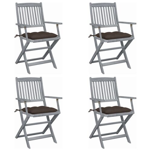 Vidaxl Chaises Pliables D'extérieur 4 Pcs Avec Coussins Bois D'acacia