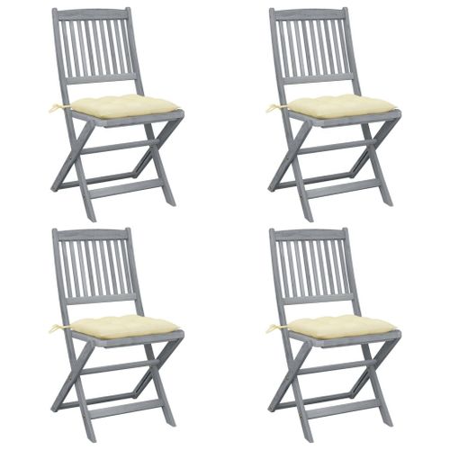 Vidaxl Chaises Pliables D'extérieur Lot De 4 Et Coussins Bois D'acacia