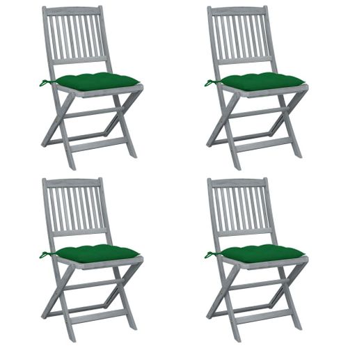 Vidaxl Chaises Pliables D'extérieur Lot De 4 Et Coussins Bois D'acacia