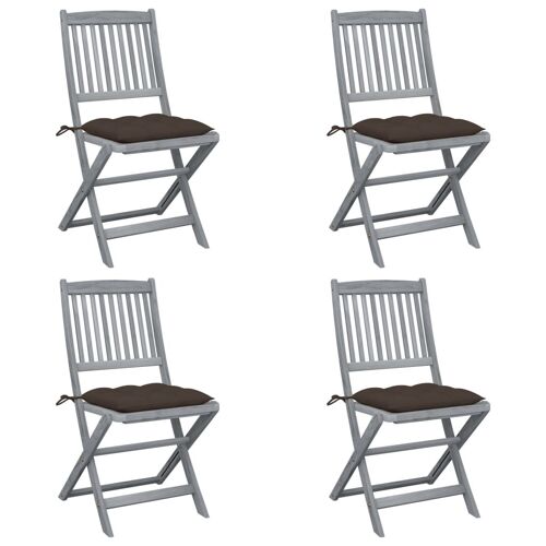 Vidaxl Chaises Pliables D'extérieur Lot De 4 Et Coussins Bois D'acacia