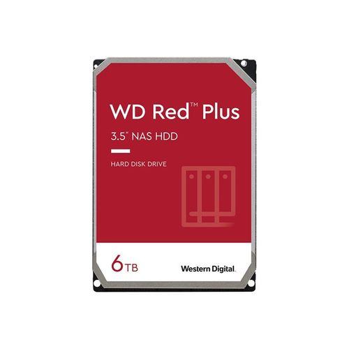 WD Red Plus WD60EFRX - Disque dur - 6 To - interne - 3.5" - SATA 6Gb/s - mémoire tampon : 64 Mo - pour My Cloud EX2; EX4; PR2100; PR4100