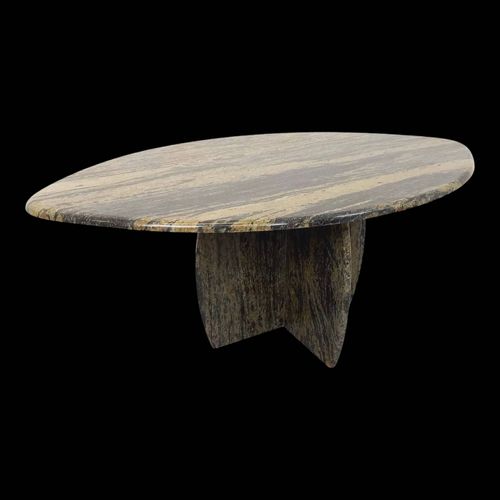 Table Basse Ovale Vintage En Marbre Des Annes 70 Gris