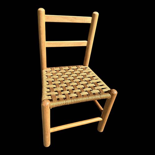 Chaise Enfant Vintage Avec Assise Tisse bois