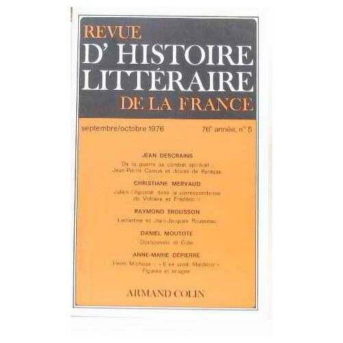 Revue D'histoire Littéraire De La France 76 È Année Septembre Octobre 1976