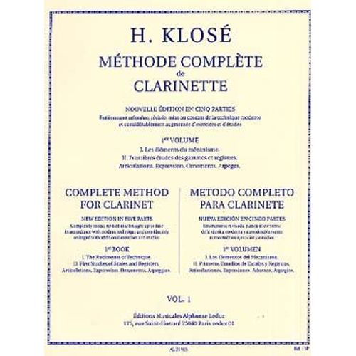 Méthode Complète De Clarinette Par H Klosé Revue Par L.Grisez 1912