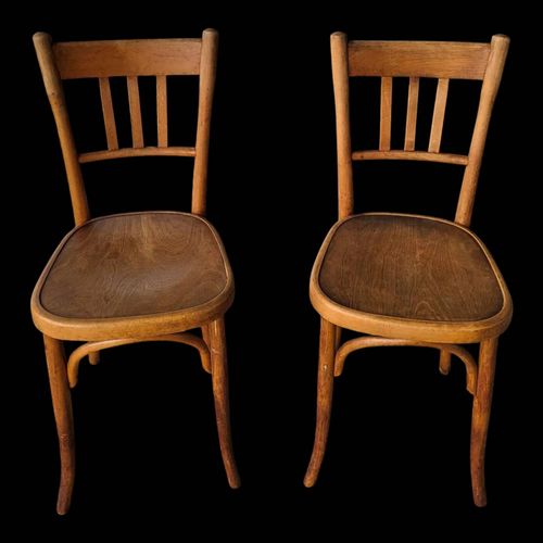 Paire daposauthentiques anciennes chaises Bistrot signes Fischel Vintage bois