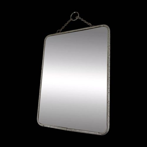 Ancien miroir de barbier ou de coiffeur chainette vintage annes 40 50 beige
