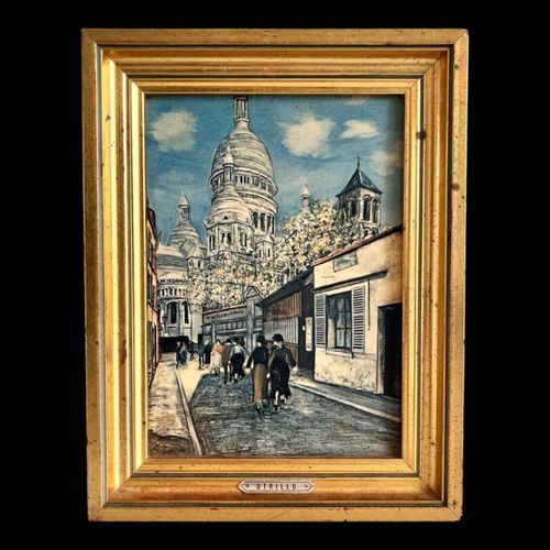 Reproduction tableau promenade dans le centre ville de Maurice trillon multicolore