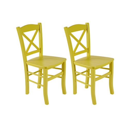Lot De 2 Chaises En Hêtre Massif Jaune