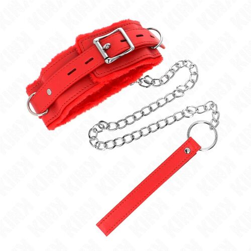 Kink - Collar With Leash 65 Cm With Restrictions Red 36-42 Cm X 5.5 C