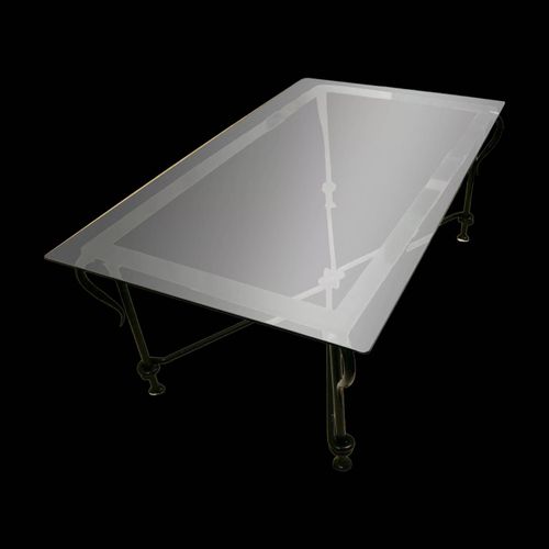 Table Basse Vintage Verre Biseaut Amp Fer Forg 1196944 Cm Noir