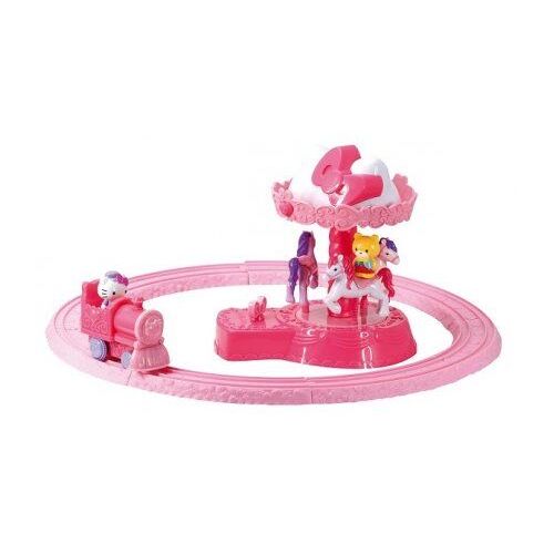 Hello Kitty Circuit de train avec locomotive Motorisees Et carrousel - Coffret Fete Foraine Et Manege - Parc Attraction - Jouet Fille Nouveaute