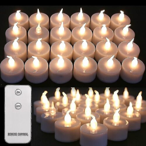 24pcs Flickering Led Tealights Télécommande Batterie Alimenté Bougies Sans Flamme Pour La Maison