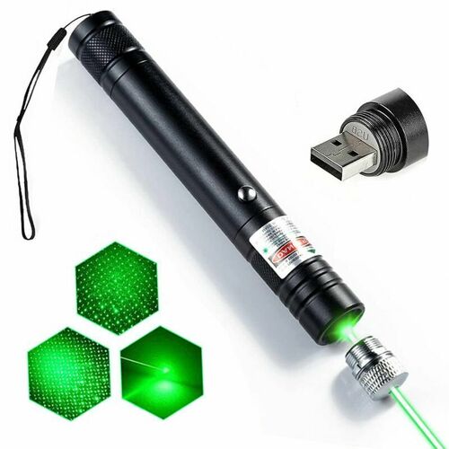 Lampe De Poche Tactique Pointeur Laser Vert Avec Charge Usb Pour La Nuit, Le Travail En Plein Air, Le Camping, La Randonnée, La Chasse